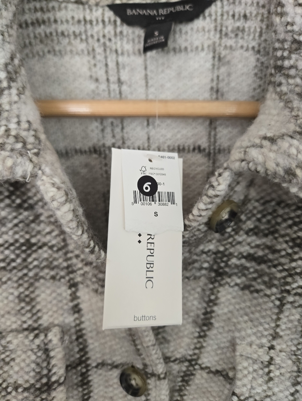 Banana Republic Plaid Shacket Jacket Wool Blend Button Front NWT Small - Picture 6 of 7